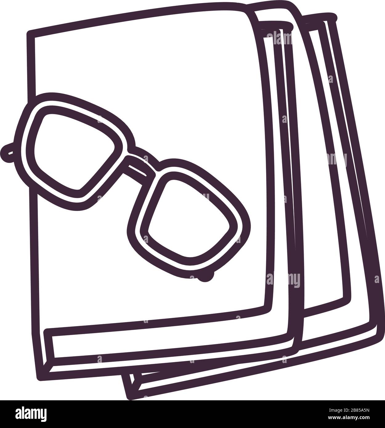 books and glasses line style icon design, Education literature read ...