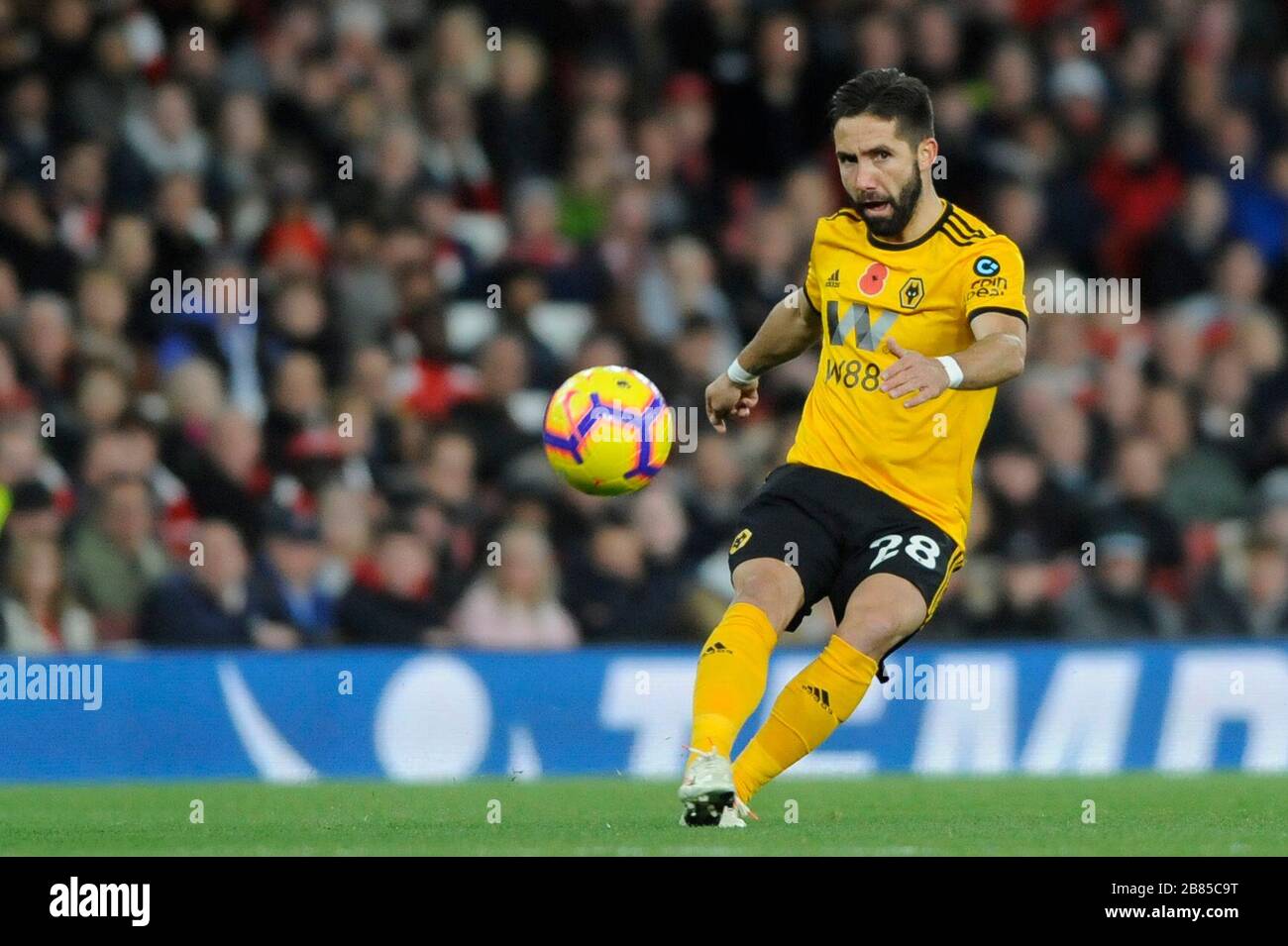 Joāo Moutinho of Wolverhampton Wanderers in action during the Premier League match between Arsenal and Wolverhampton Wanderers at Emirates Stadium in London, UK - 11th November 2018 Stock Photo