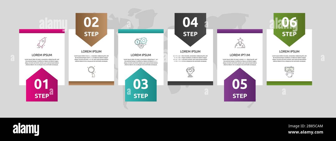Vector template shape infographic. Business concept with 6 arrows and ...