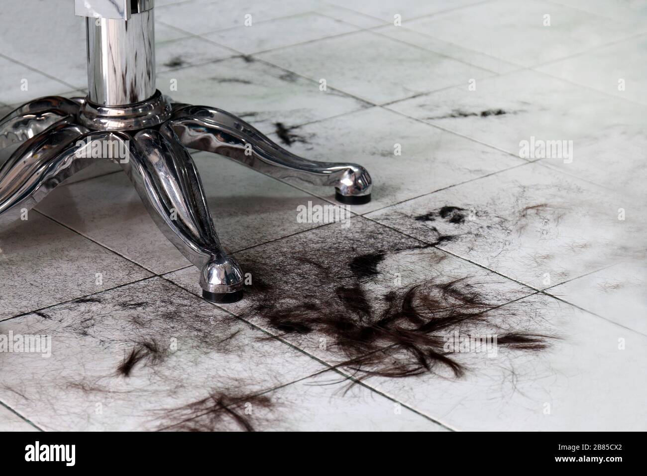 The hair on the floor in the barber shop, Barbers, Haircut clipping