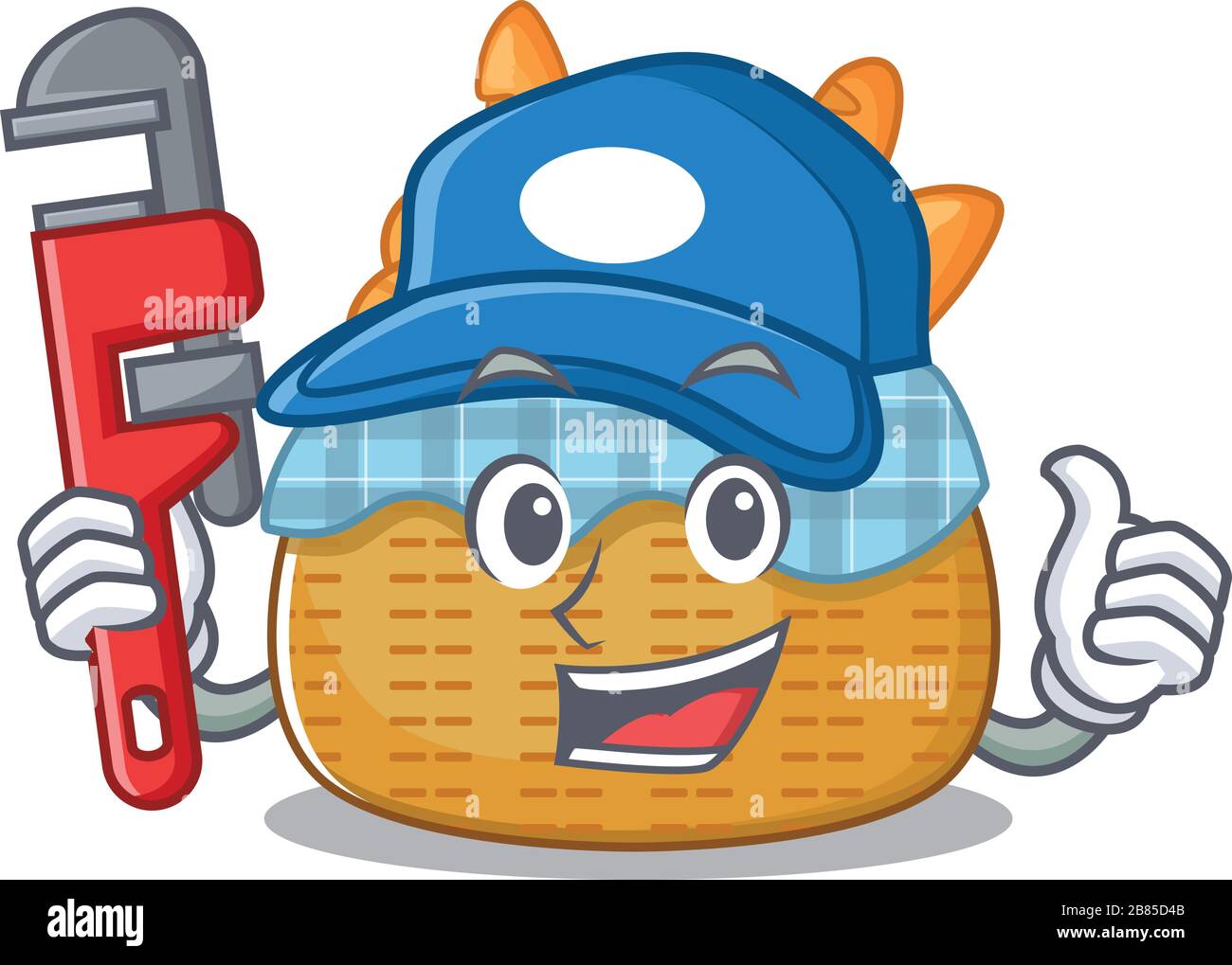Smart Plumber bread basketon cartoon character design Stock Vector