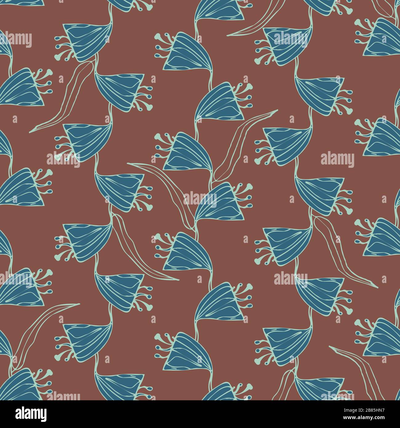doodle flower stripes seamless vector pattern Stock Vector
