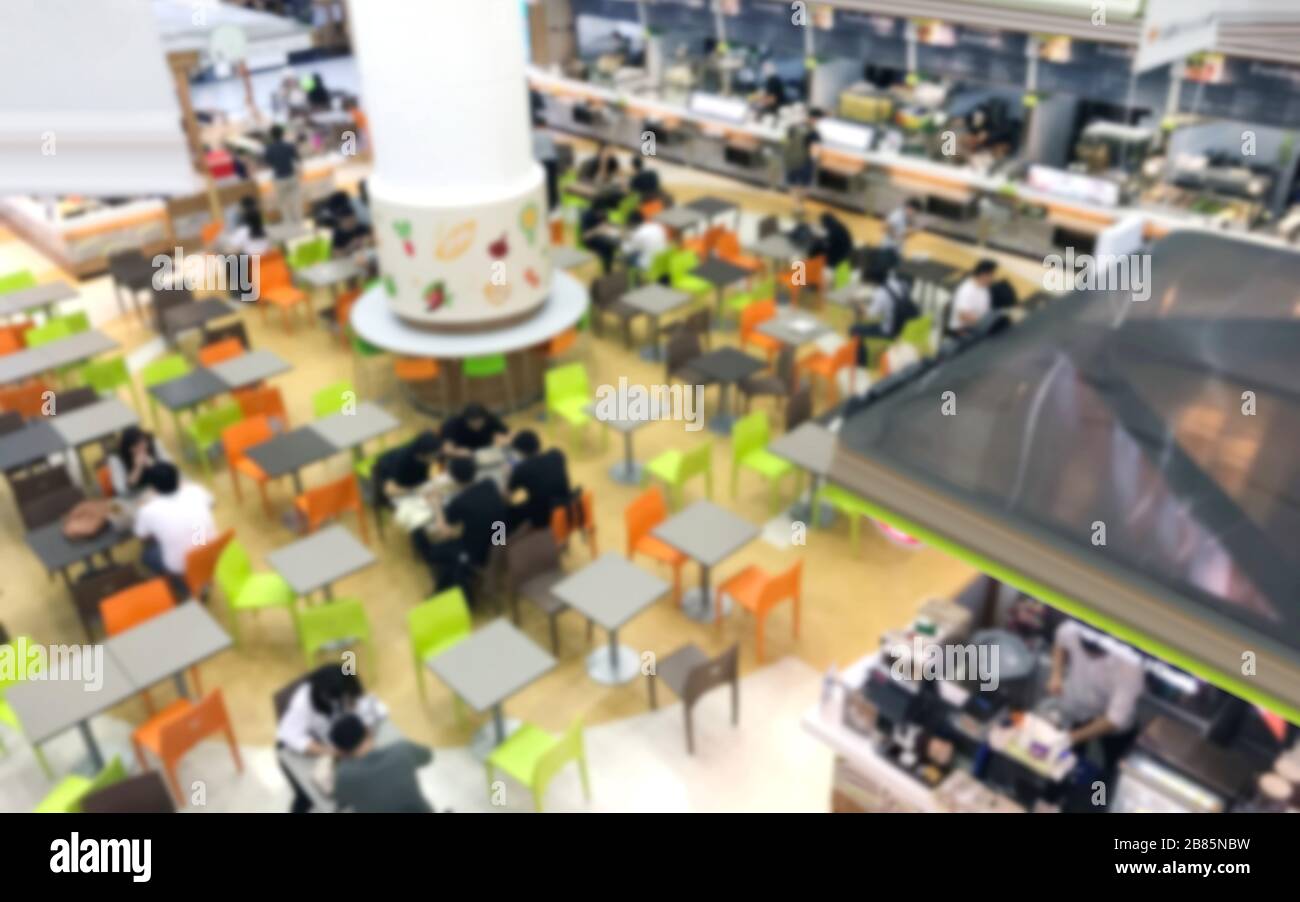Blur image Canteen Dining Hall Room, A lot of people are eating food in