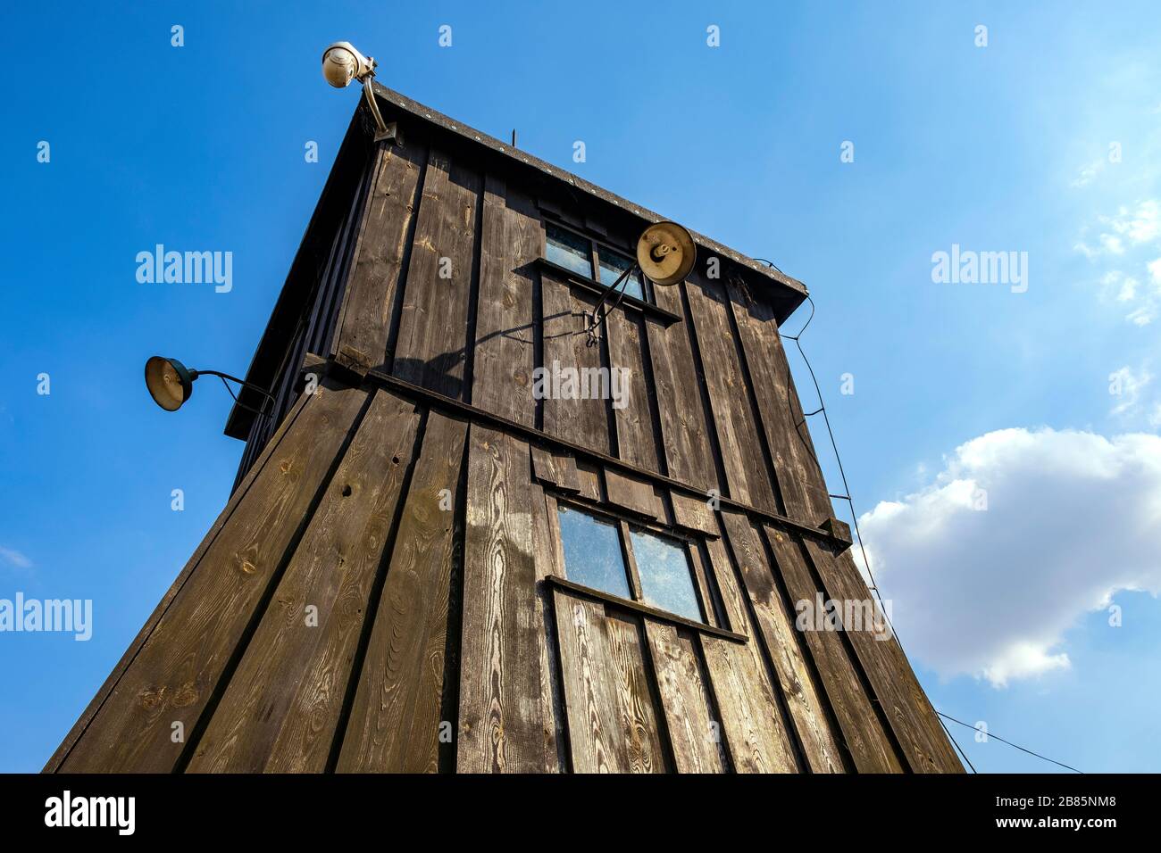 Lublin, Lubelskie / Poland - 2019/08/17: Guards watch tower in Majdanek KL Lublin Nazis concentration camp - Konzentrationslager Lublin Stock Photo
