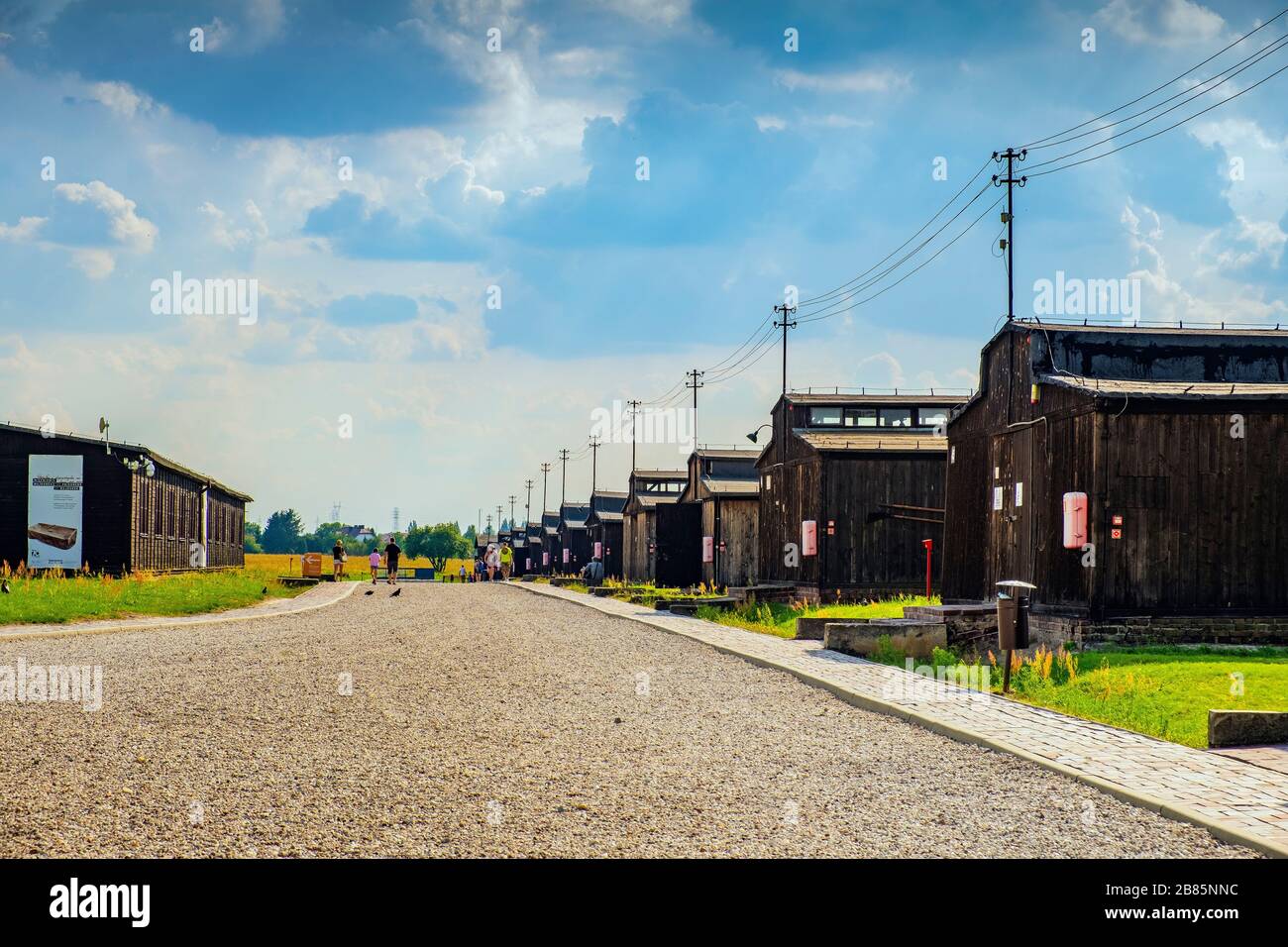 Lublin, Lubelskie / Poland - 2019/08/17: Barracks and fences of the Majdanek KL Lublin Nazis concentration camp - Konzentrationslager Lublin Stock Photo