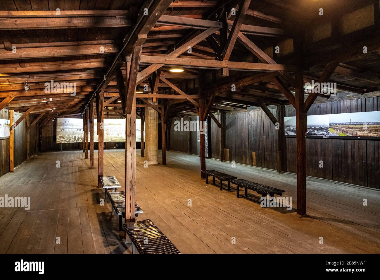 Lublin, Lubelskie / Poland - 2019/08/17: Interior of the prisoners’ barracks in Majdanek KL Lublin Nazis concentration and extermination camp Stock Photo