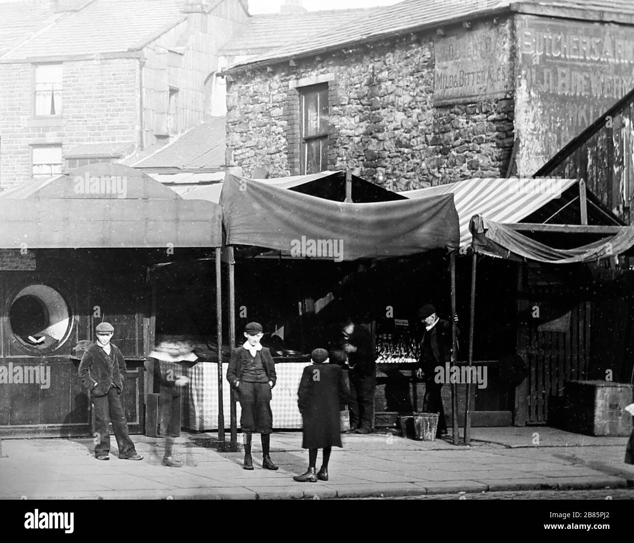 Shooting Gallery, Market Street, Burnley, early 1900s Stock Photo Alamy