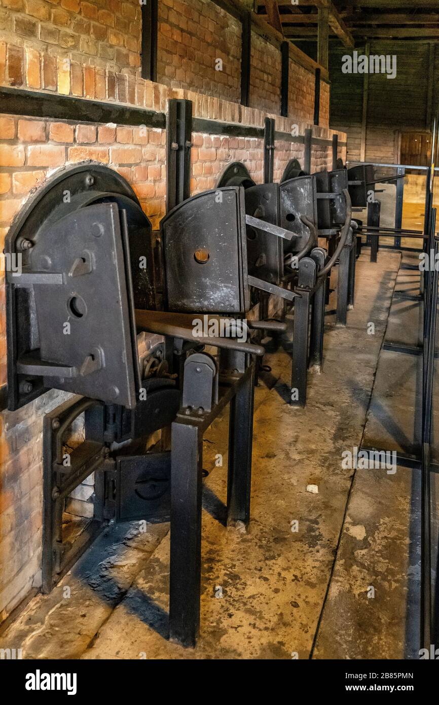 Lublin, Lubelskie / Poland - 2019/08/17: Reconstructed crematorium ovens of Majdanek KL Lublin Nazis concentration and extermination camp Stock Photo