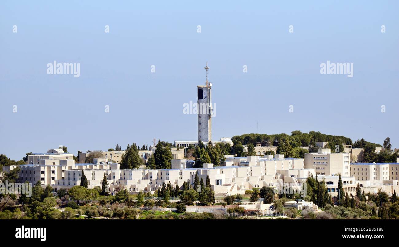 a view of the Hebrew University campus on Mt. Scopus in Jerusalem Stock