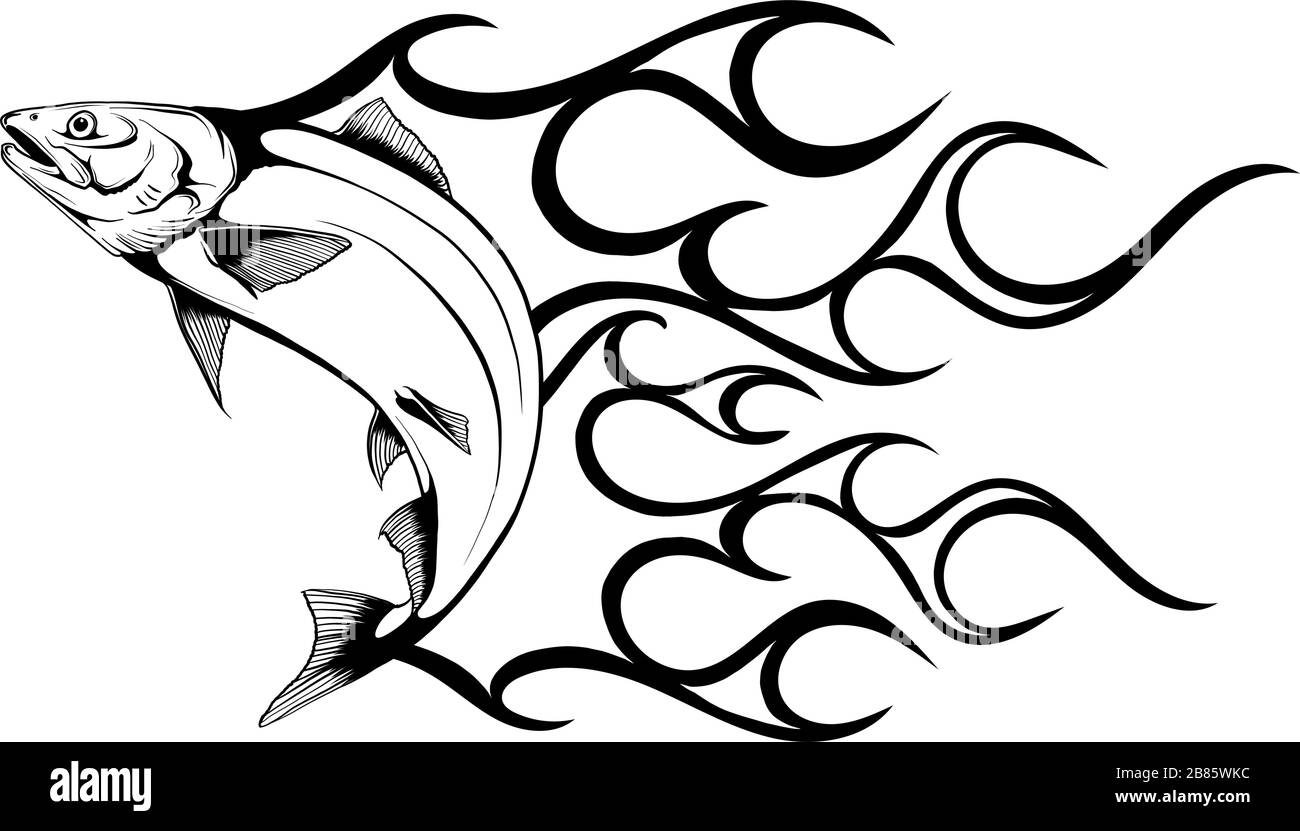 Abstract Burning fish, Illustration vector design art Stock Vector