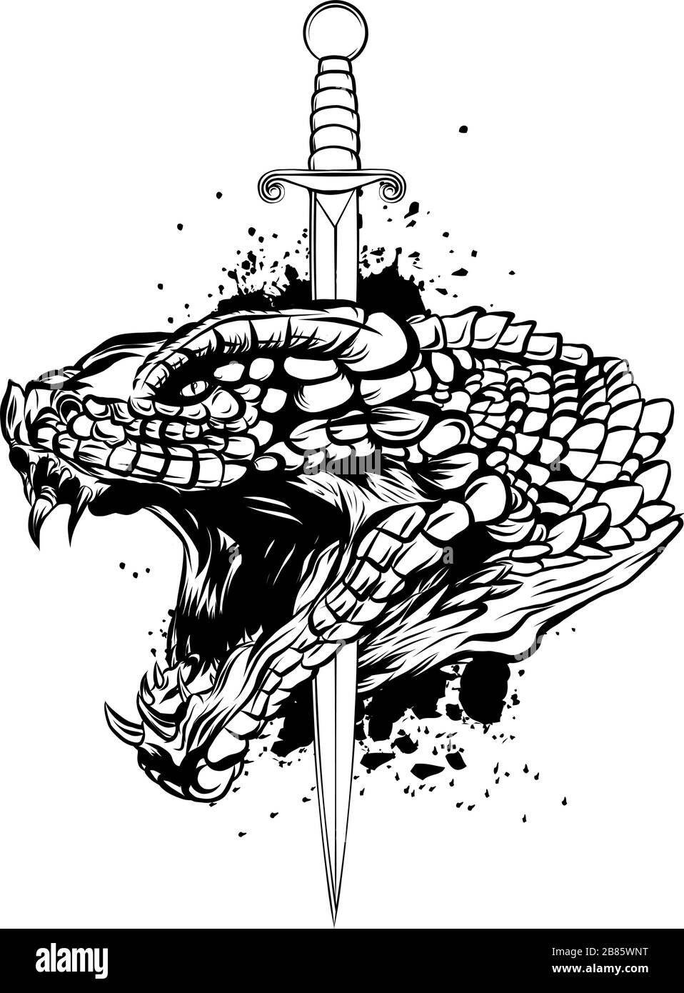 Snake and knife. Old school tattoo. Vector Tattoo Art Snake and Knfe Stock Vector