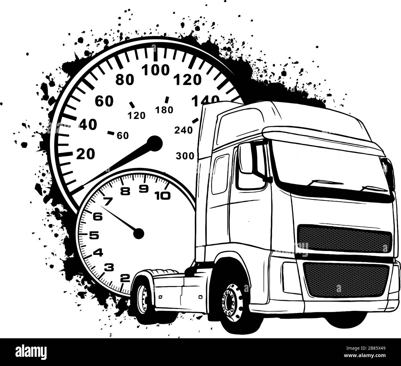 Cartoon semi truck. vector illustration design art Stock Vector