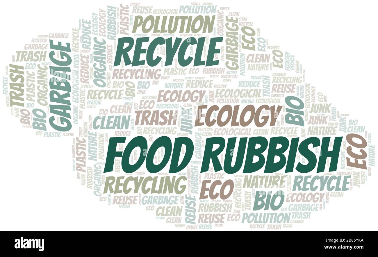 Food Rubbish word cloud. Wordcloud made with text only Stock Vector