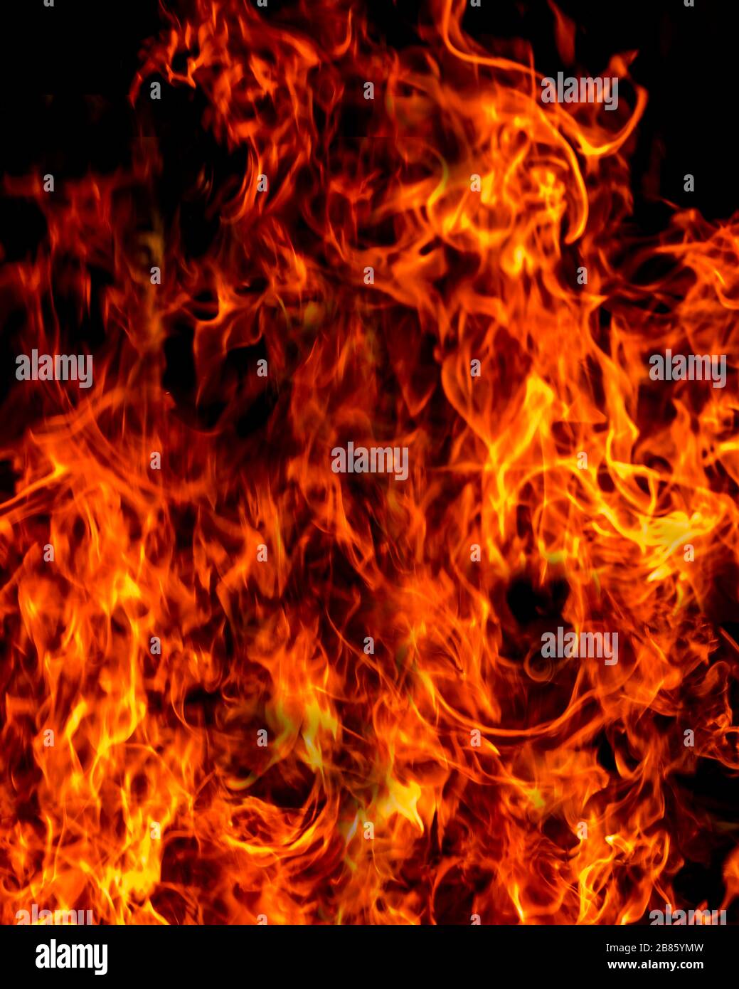 Fire flames on black background Kerala India. Stock Photo