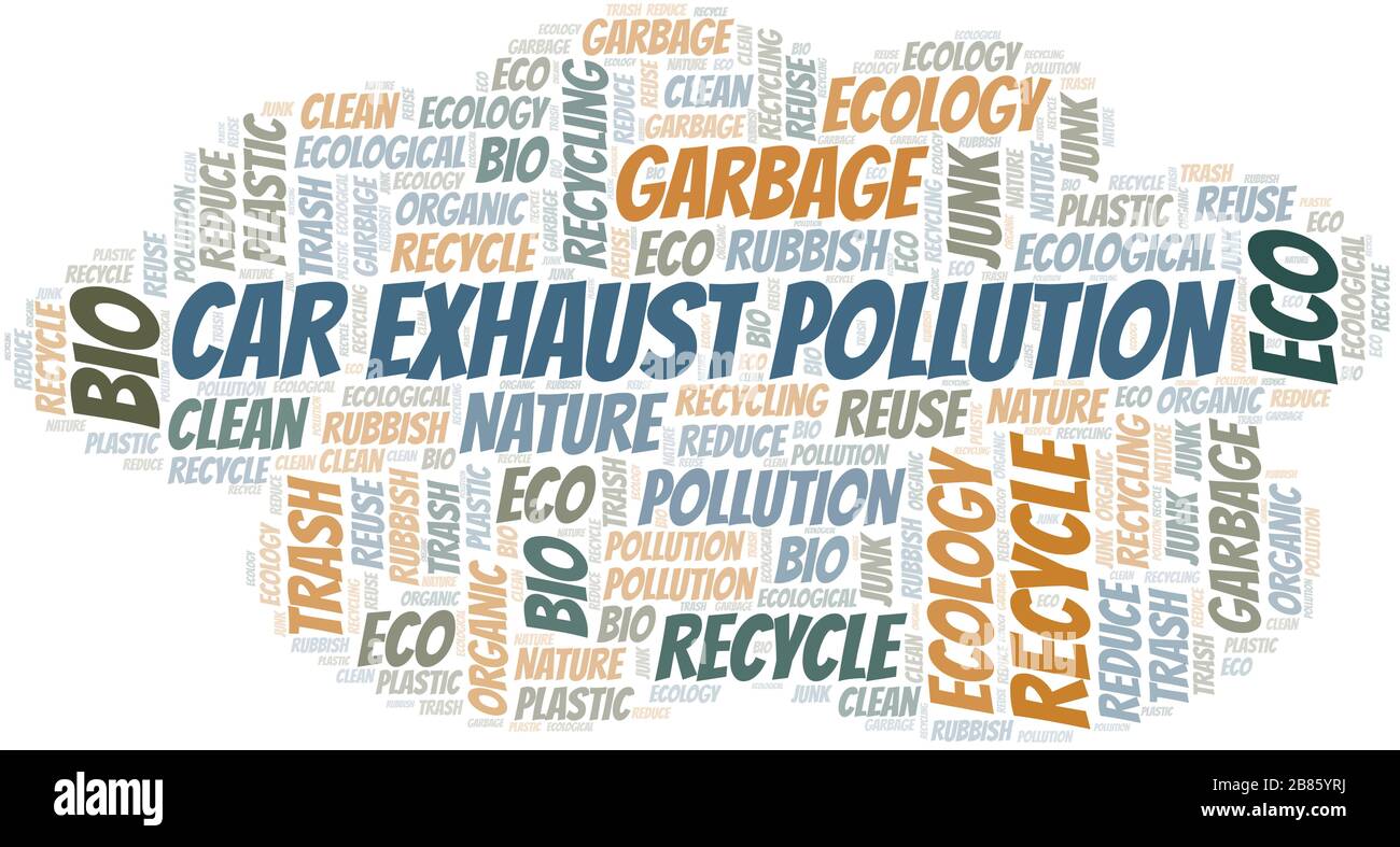 Car Exhaust Pollution word cloud. Wordcloud made with text only Stock