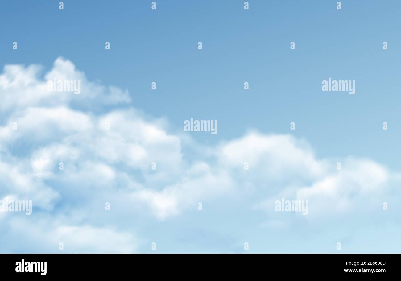 Transparent different clouds isolated on blue background. Real transparency effect. Vector illustration Stock Vector