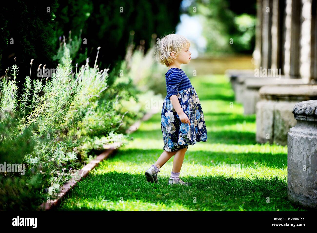 Happy little girl smile in park at summer time Stock Photo - Alamy