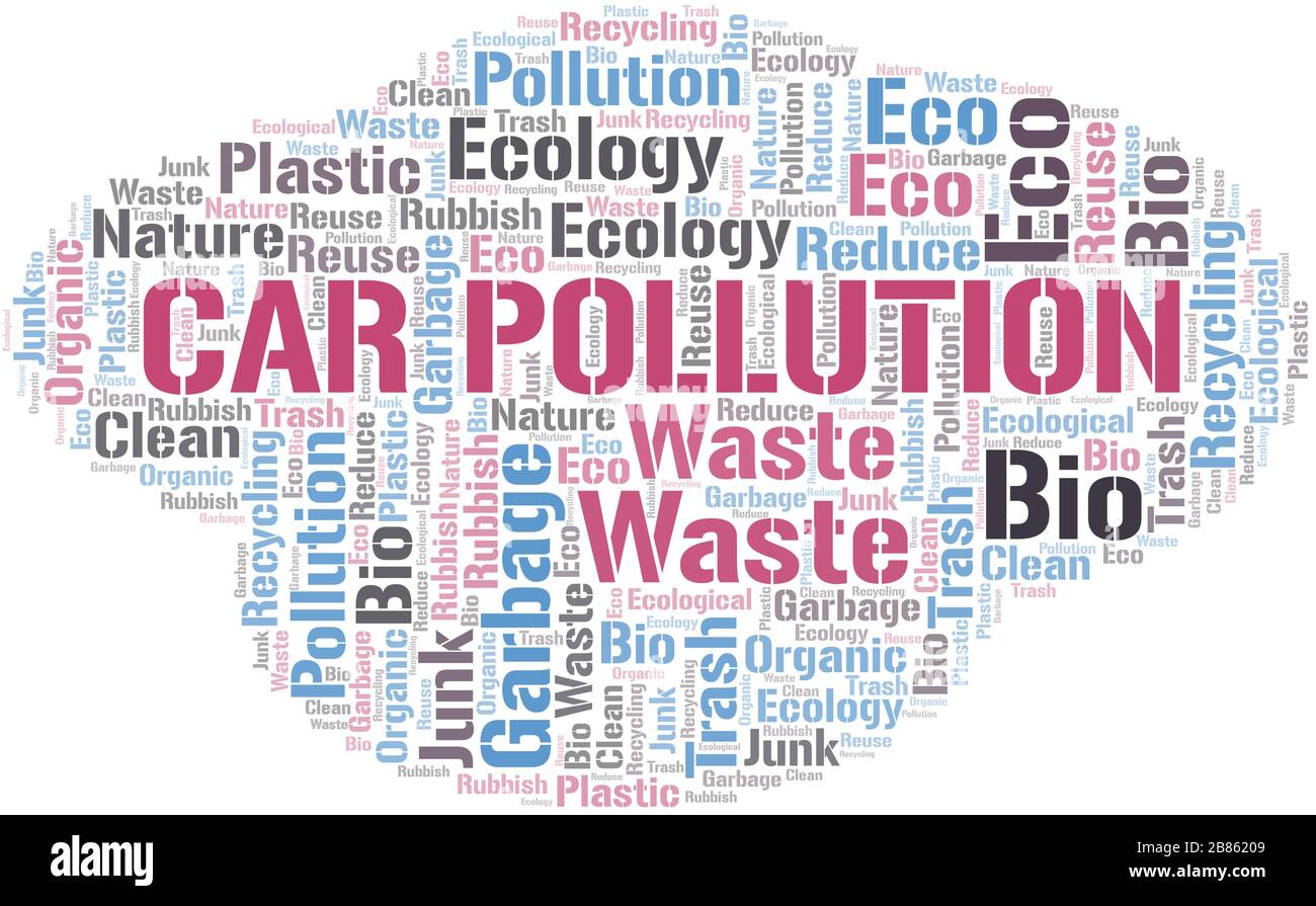Car Pollution word cloud. Wordcloud made with text only Stock Vector