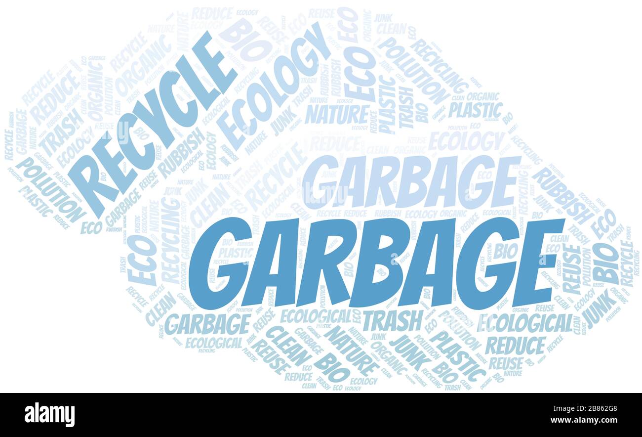 Garbage word cloud. Wordcloud made with text only Stock Vector Image