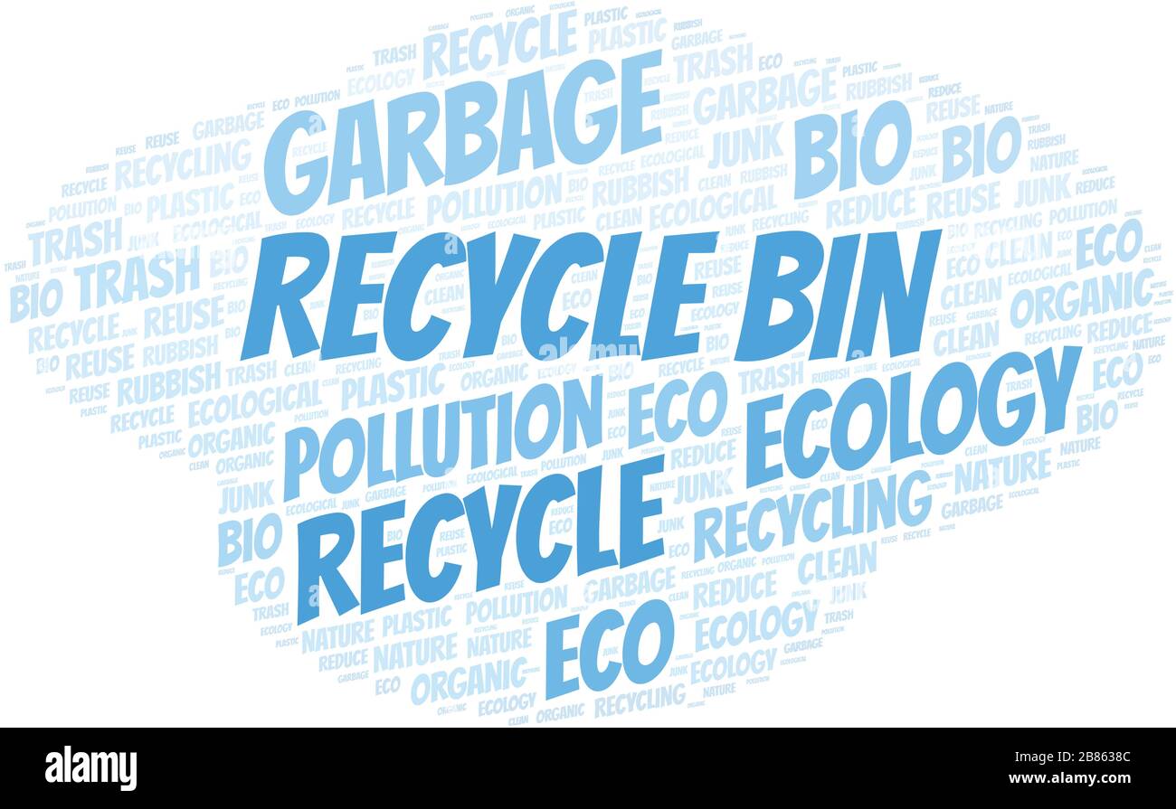 Recycle Bin word cloud. Wordcloud made with text only Stock Vector