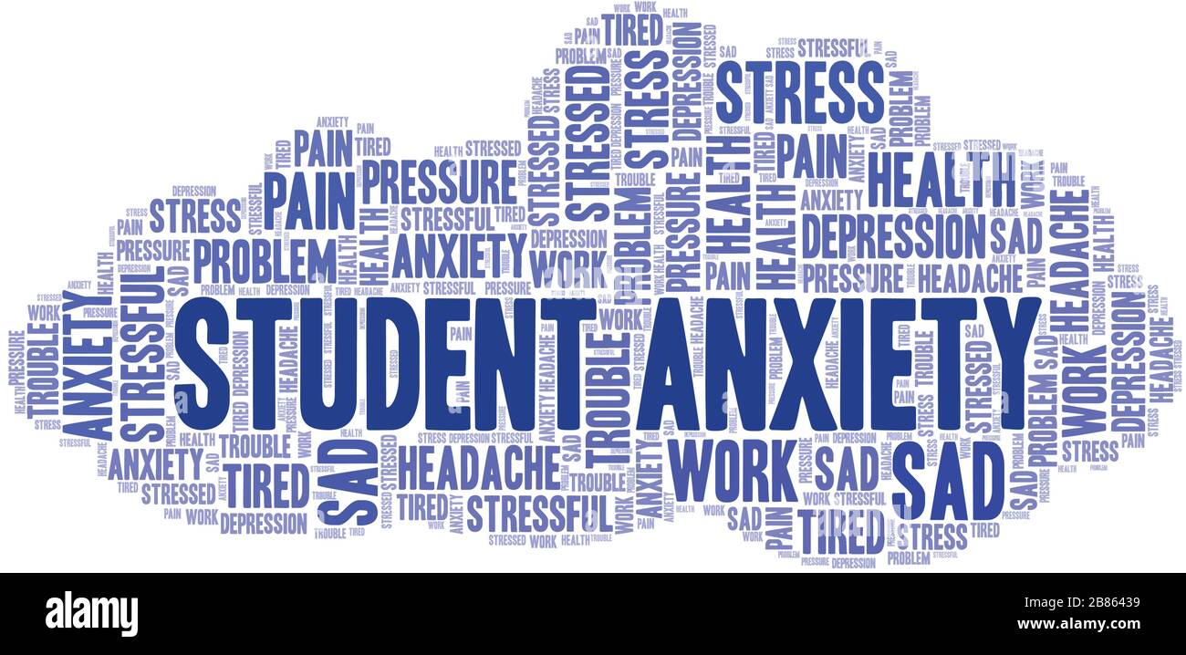 Student Anxiety word cloud. Wordcloud made with text only Stock Vector