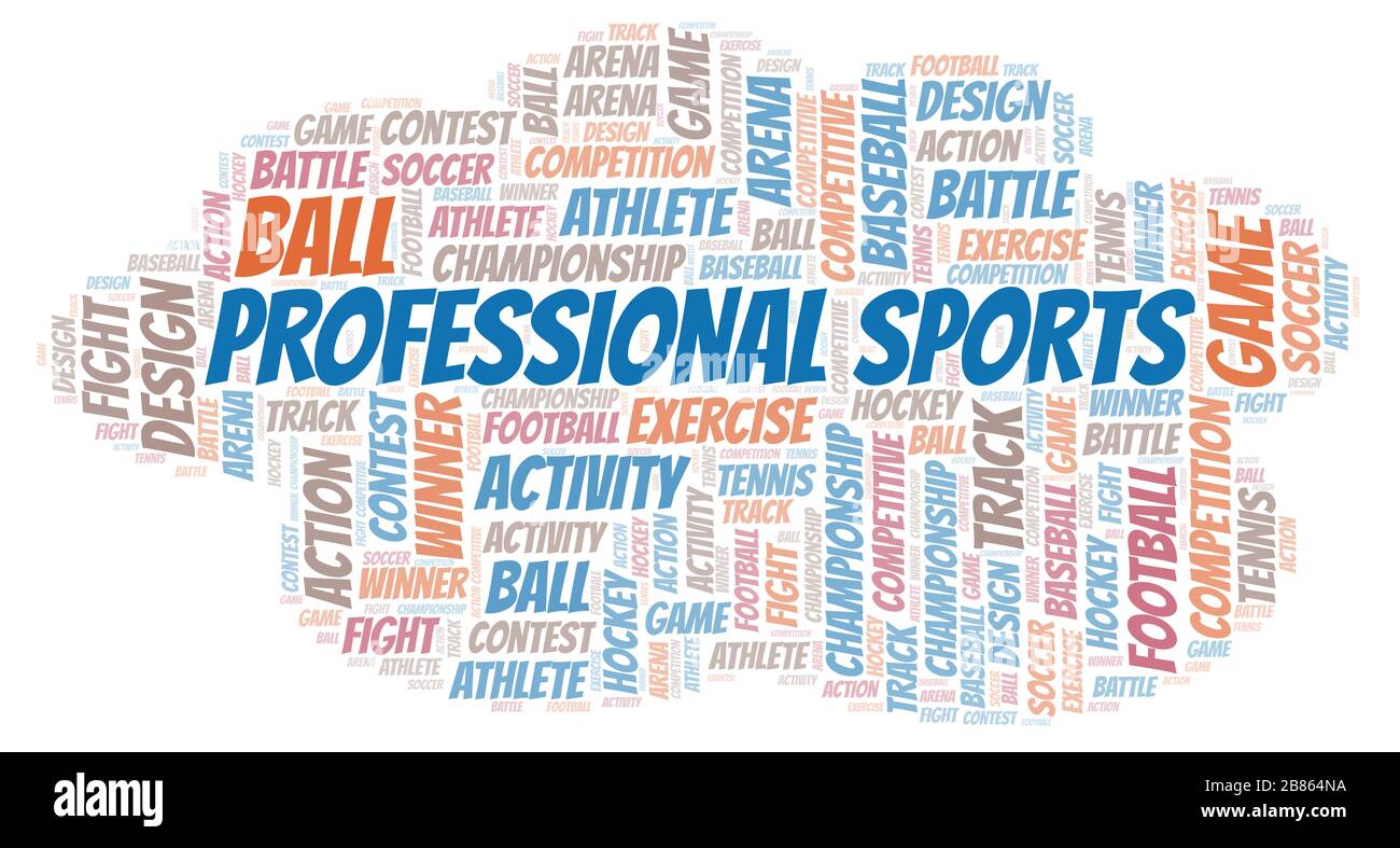 Professional Sports word cloud. Wordcloud made with text only Stock