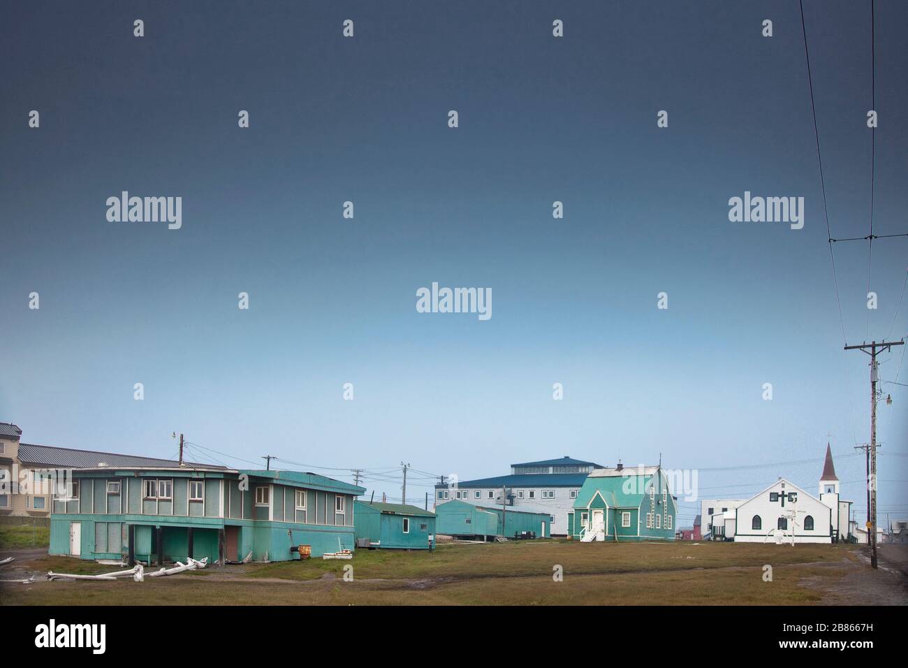 Panoramic view of an Inuit village, Barrow, Alaska Stock Photo