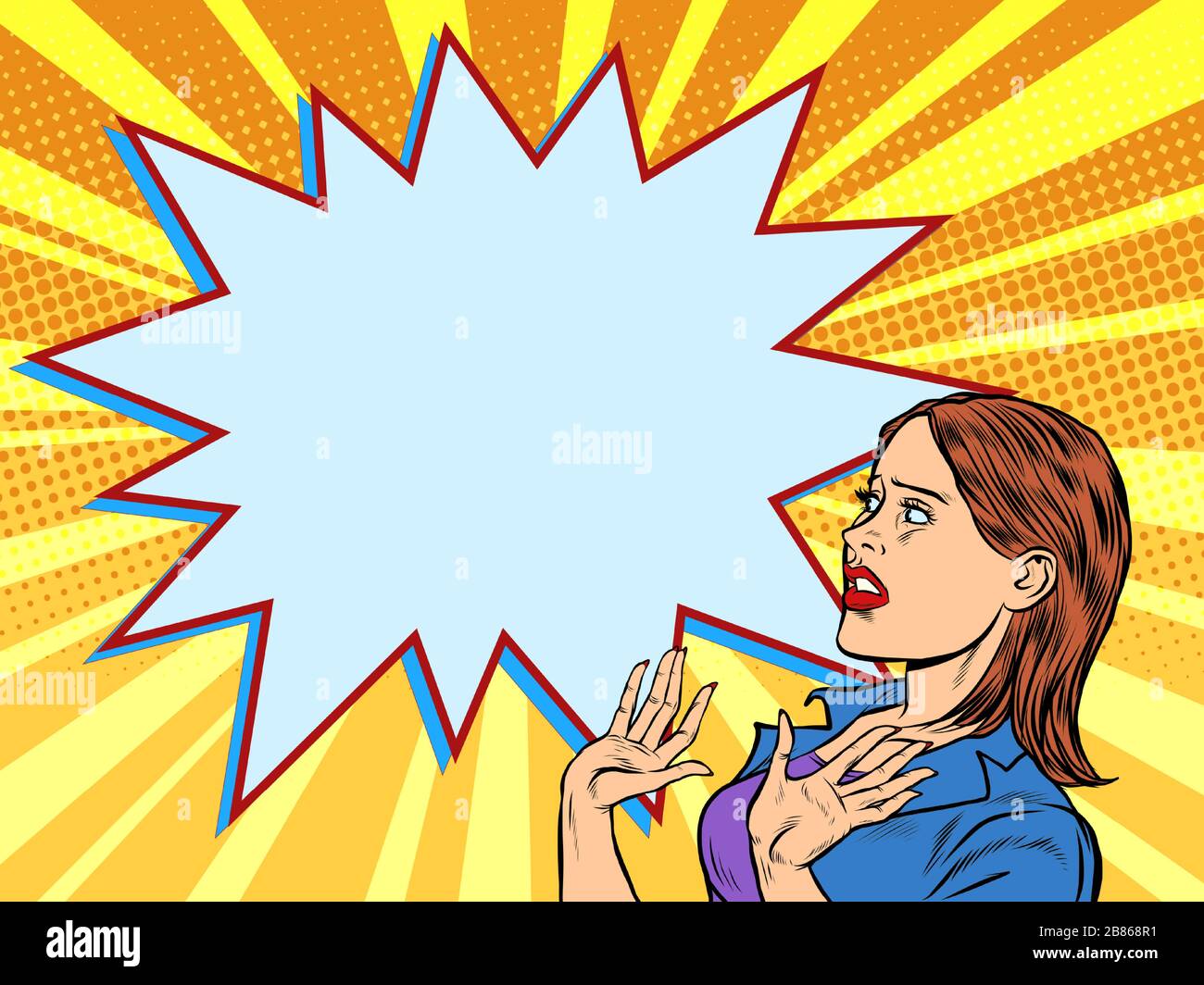 Woman scared emotions reaction Stock Vector