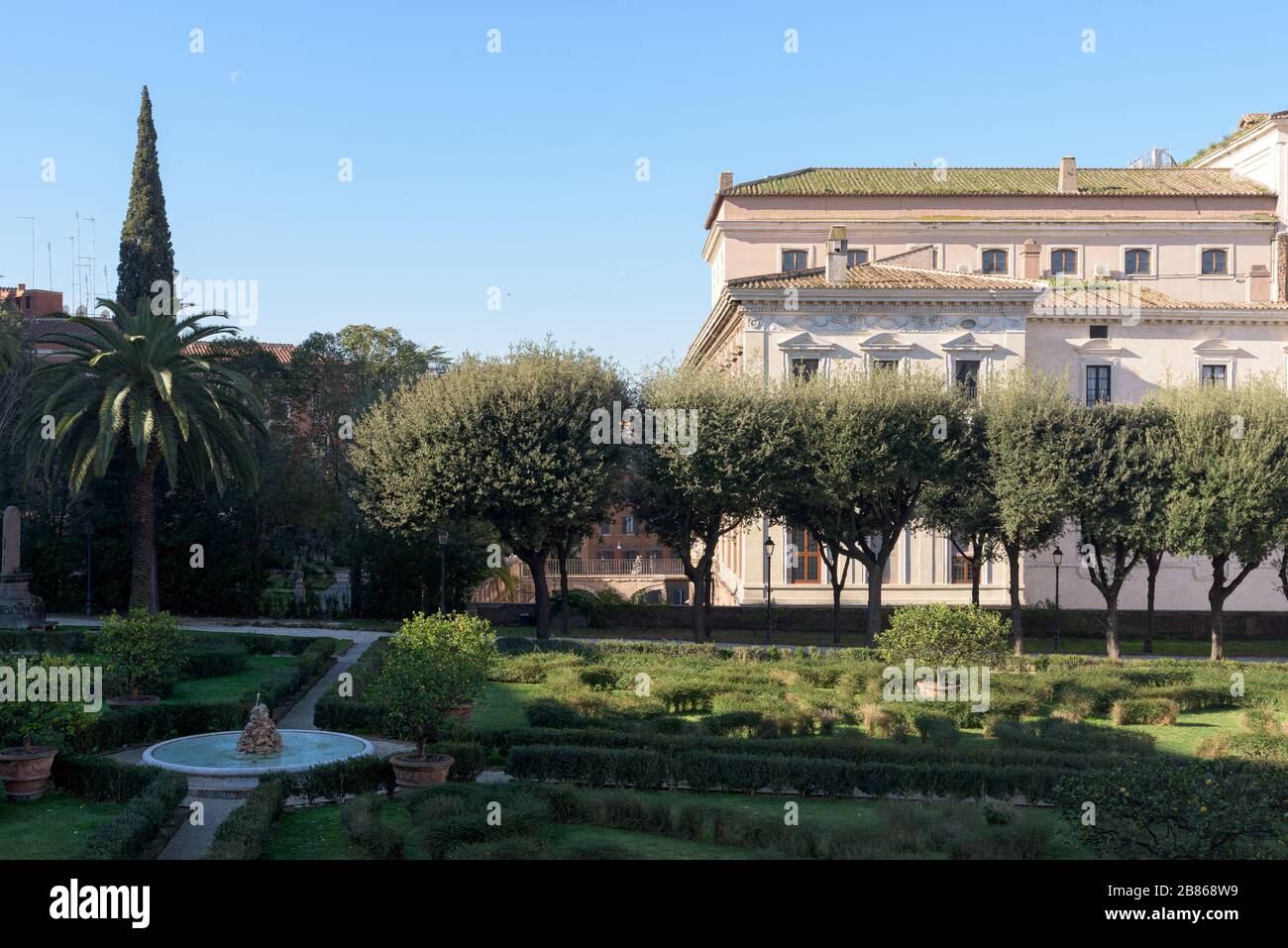 Barberini Palace (Palazzo Barberini), a papal residence of the Baroque period, famous for false perspective windows, Cortona's painted ceiling and Ber Stock Photo