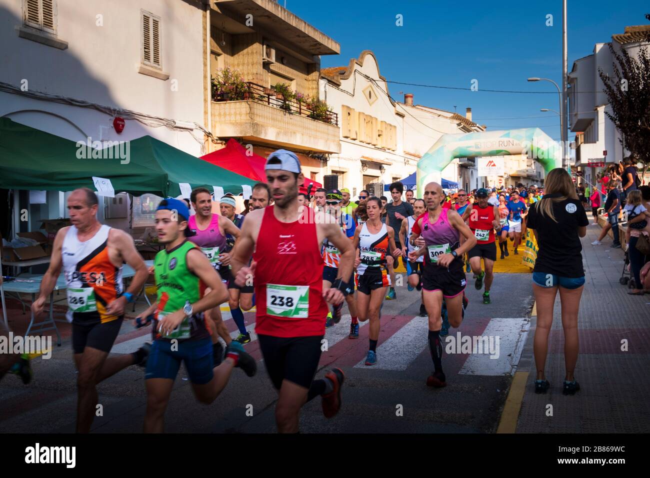 Start of cross country race in the La Safor Mountains of Spain Stock Photo