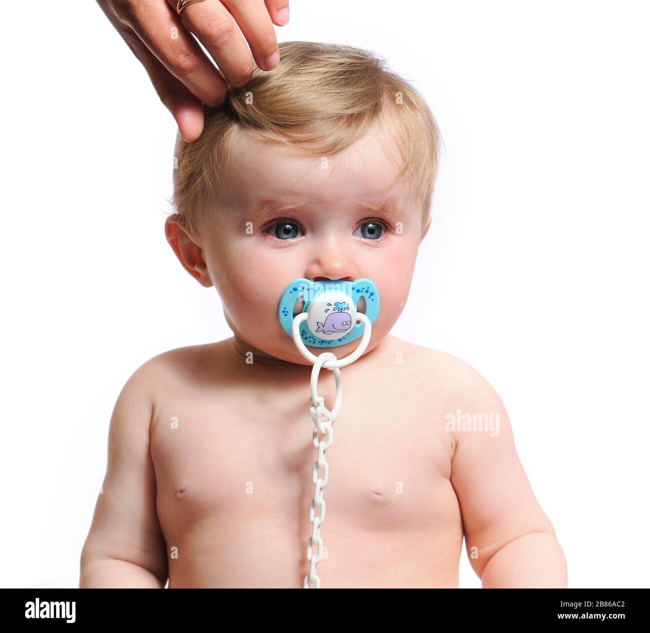 Photo portrait on white background cute newborn baby boy with white