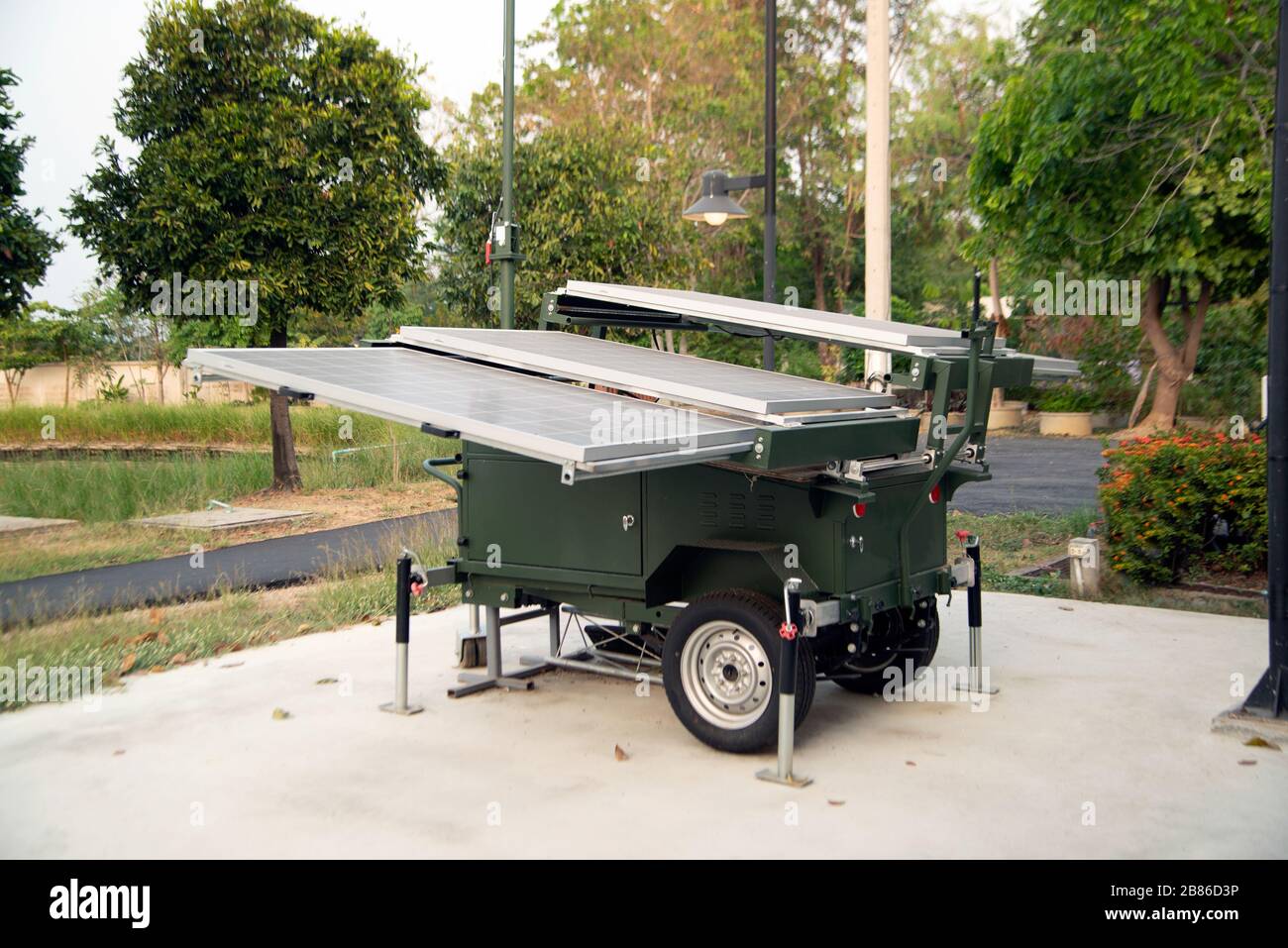 Solar cell on wheels Vehicles to produce electricity Stock Photo Alamy