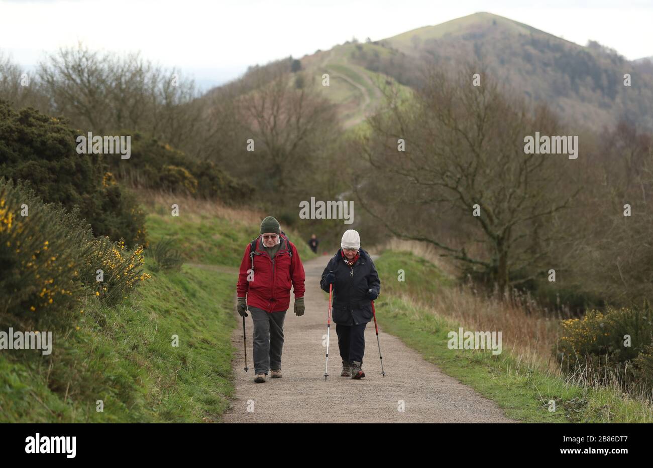 Walkers getting fresh air on the Malvern Hills in the face of the