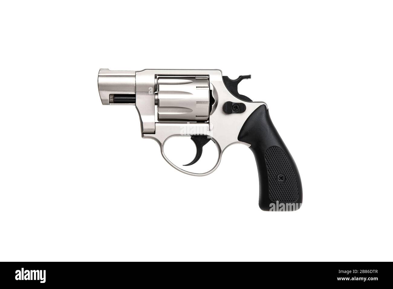 silver gun revolver isolate on white background. Weapons for sports and