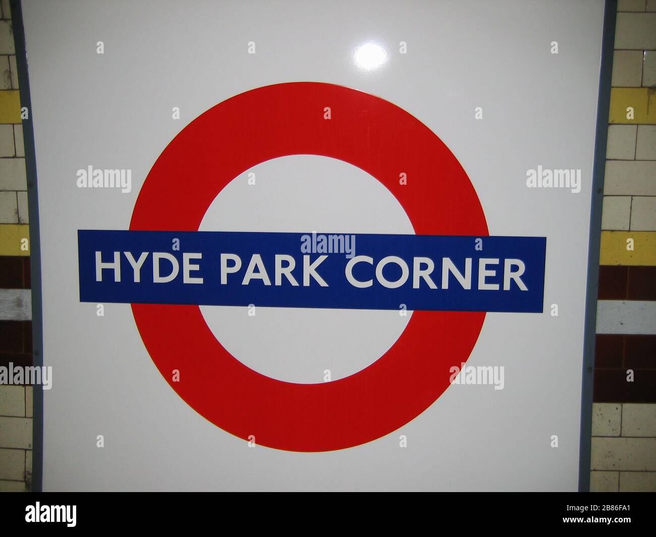 "English Hyde Park Corner Tube station sign; 3 June 2005; Own work of