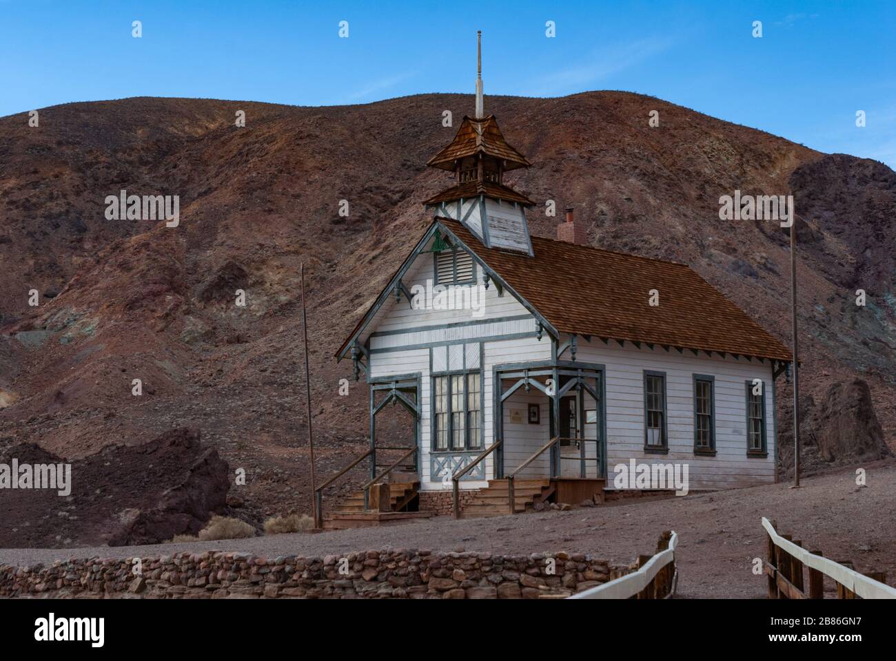 Historic wild west ghost town school house. Calico, California, USA Stock Photo