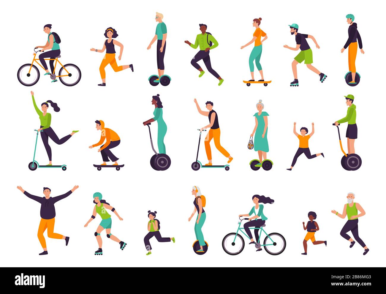 Active people. Healthy lifestyle, outdoor activities, running and