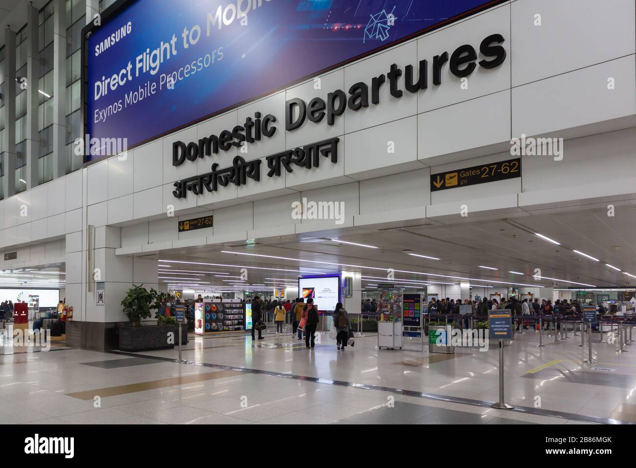 New Delhi, India - December 28, 2019: Domestic Departure at Terminal 3 at New Delhi Indra Gandhi Airport in India Stock Photo