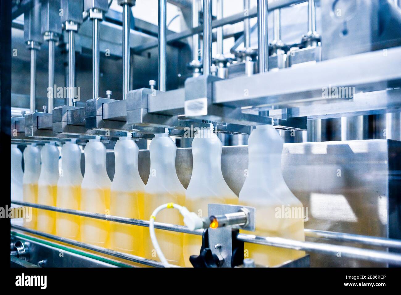 The cleaning products bottling process in the factory Stock Photo Alamy