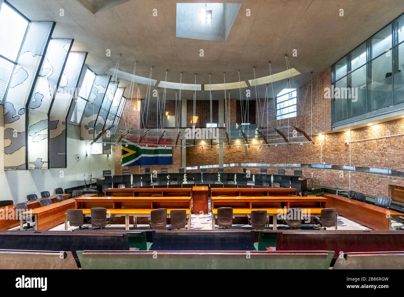 Johannesburg, South Africa - May 26, 2019: Interior of Constitutional Court of South Africa Stock Photo