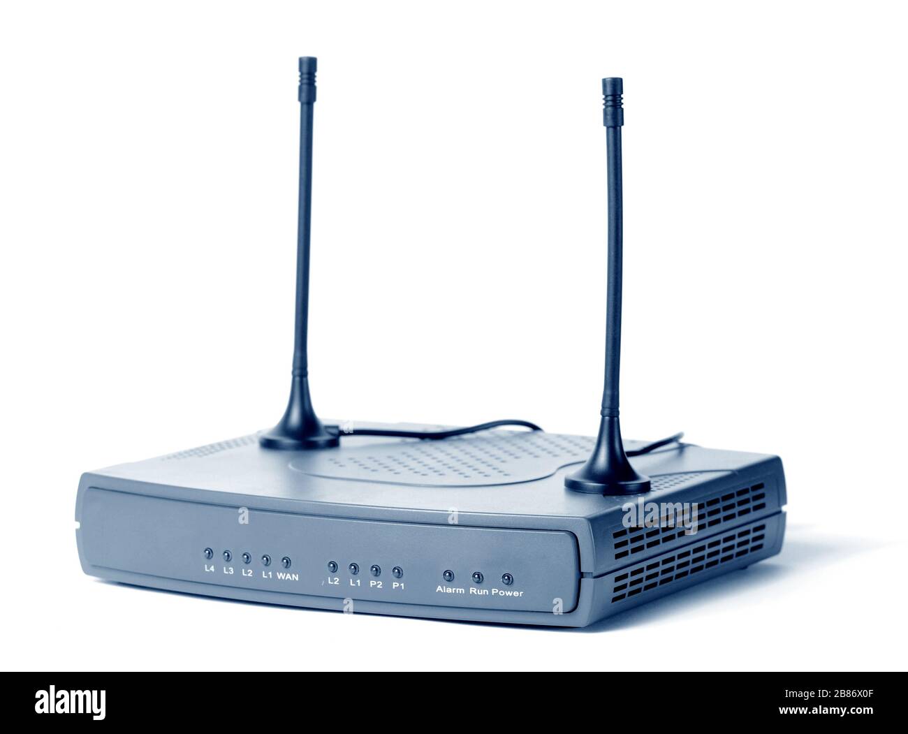 Close-up of an Internet modem and TV receiver of television channels with  an antenna stands on a white table on a white background. Concept device  for Stock Photo - Alamy
