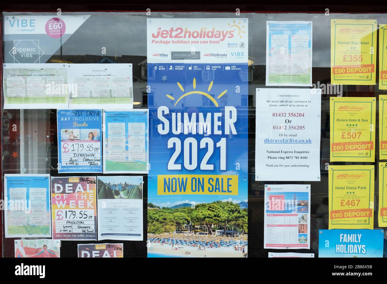 Hereford, Herefordshire, UK - Friday 20th March 2020 - Local independent travel agent now promoting Summer Holiday for next year 2021 as travel related business collapses this year 2020 due to the Covid-19 Coronavirus crisis - Photo Steven May / Alamy Live News Stock Photo