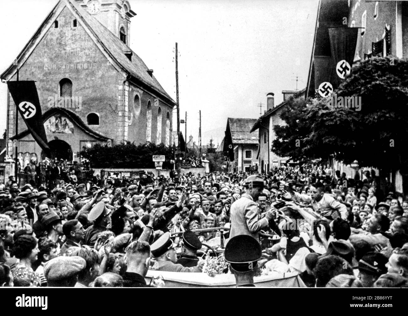 joseph goebbels in the city crowd, linz, 1938 Stock Photo
