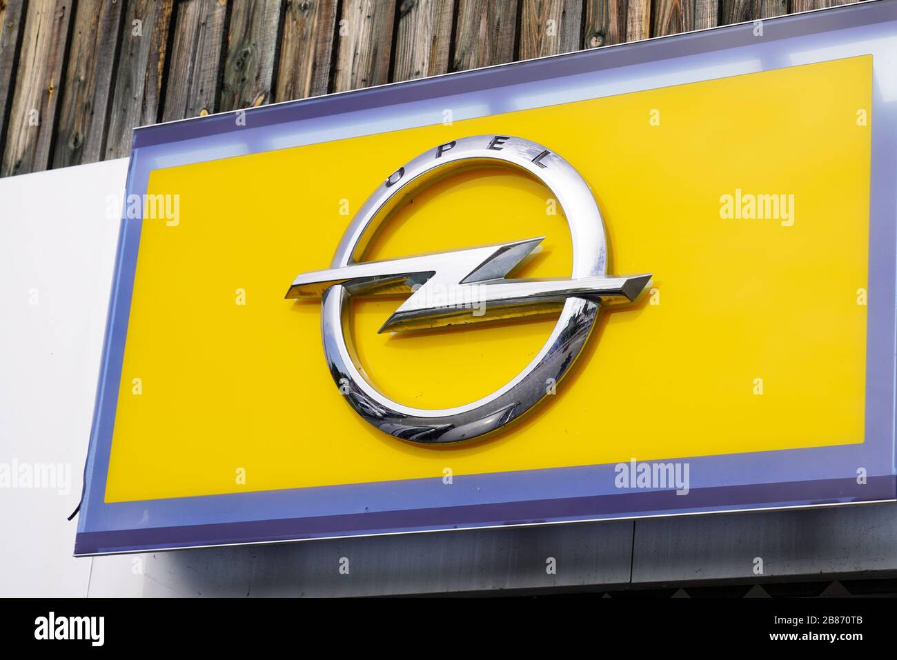 Arcachon , Aquitaine / France - 10 08 2019 : Opel dealership sign automobile manufacturer and part German of Groupe PSA peugeot Stock Photo