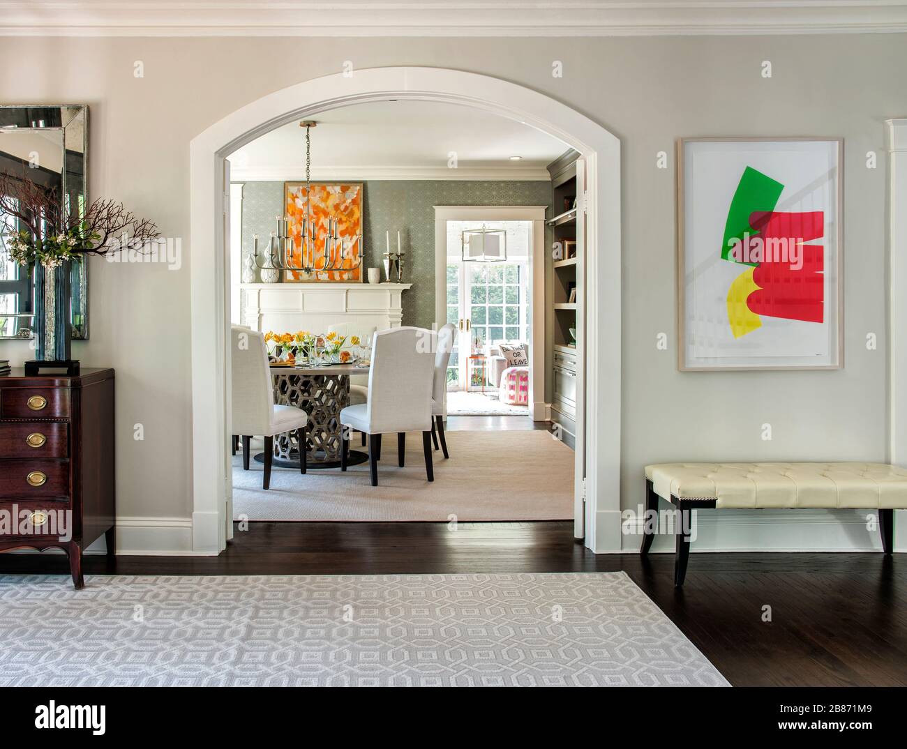 Eclectic Foyer with modern art Stock Photo