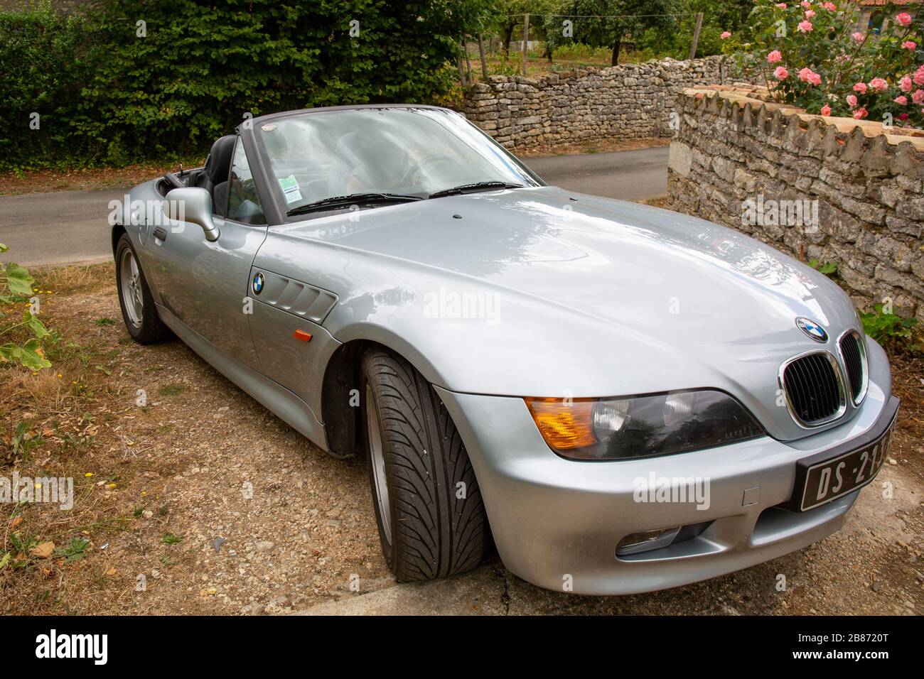 Bordeaux , Aquitaine / France - 11 19 2019 : Silver gray BMW Z3 sport car with convertible roof Stock Photo