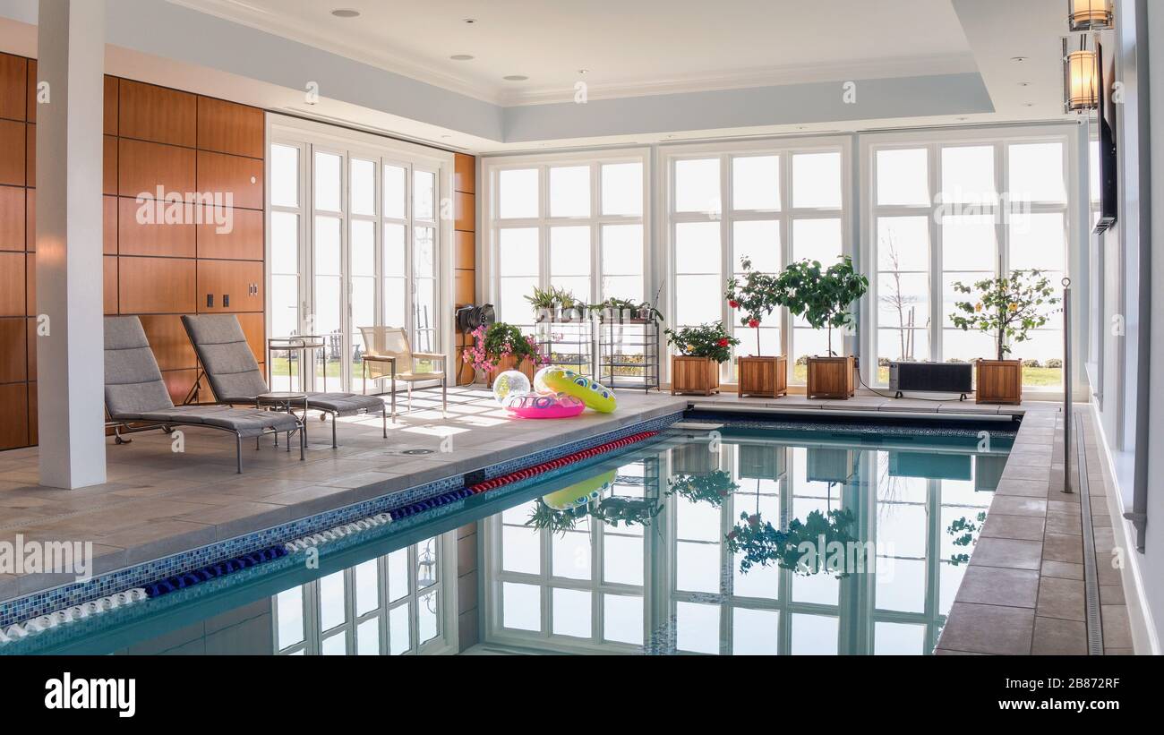 Indoor private  home pool Stock Photo