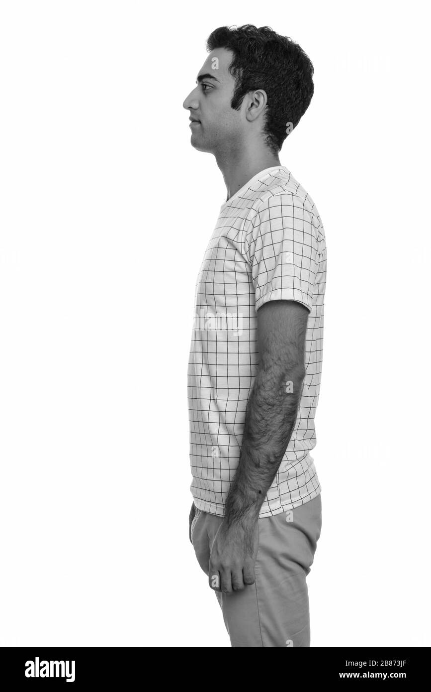 Man standing side view Black and White Stock Photos & Images - Alamy
