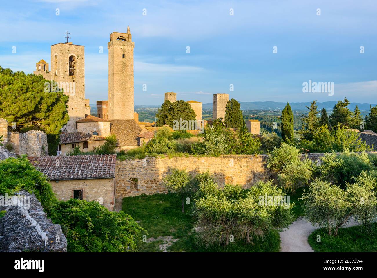 Medieval Towers Of San Gimignano Tuscany Italy Unesco World Heritage Site Dominating The