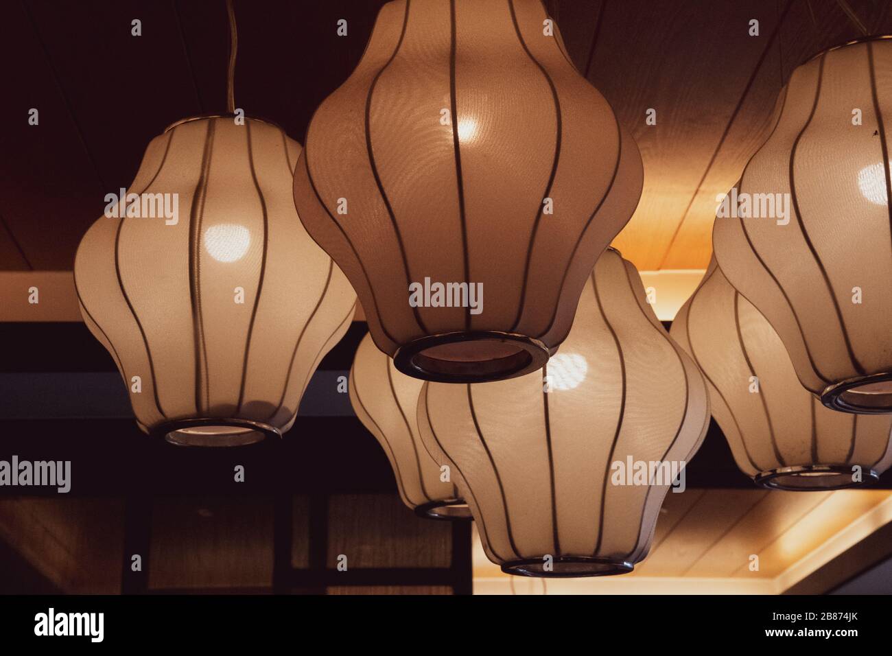 Closeup of retro pendant lights with Chinese traditional